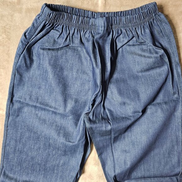 Relaxed Fit Denim-Look Lounge Pants Women 18/3XL Tight Elastic Waist Roomy Hips - Picture 6 of 9